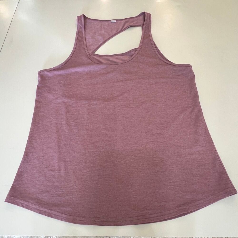 Alo Women's Sleeveless Stretch Crossover Cut-Out Tank Top Mauve Size Small